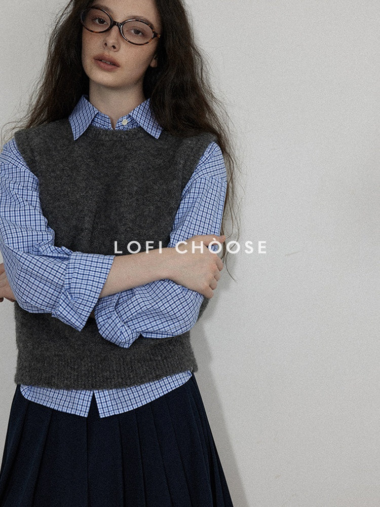 Lofi_choose_Soft_Crewneck_Knit_Vest_Commuter_Office_Wear_Solid_Dark_Gray_Sweaters_MISSTT