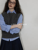 Lofi_choose_Soft_Crewneck_Knit_Vest_Commuter_Office_Wear_Solid_Dark_Gray_Sweaters_MISSTT