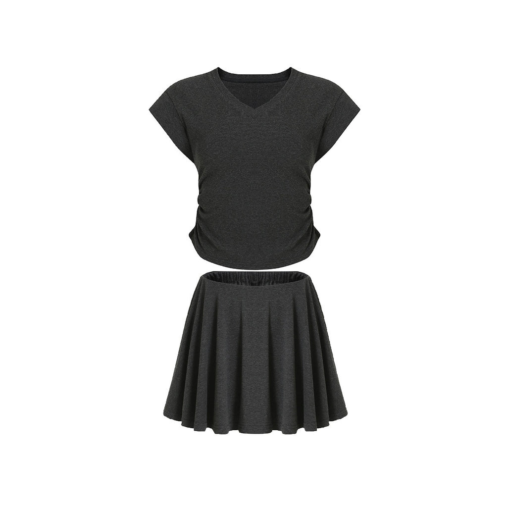 fano_Chic_V-neck_Short_Sleeve_Two_Piece_Women_Matching_Set_Top_&_Skirt_Sets_MISSTT