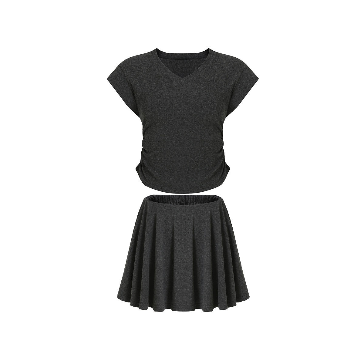 fano_Chic_V-neck_Short_Sleeve_Two_Piece_Women_Matching_Set_Top_&_Skirt_Sets_MISSTT
