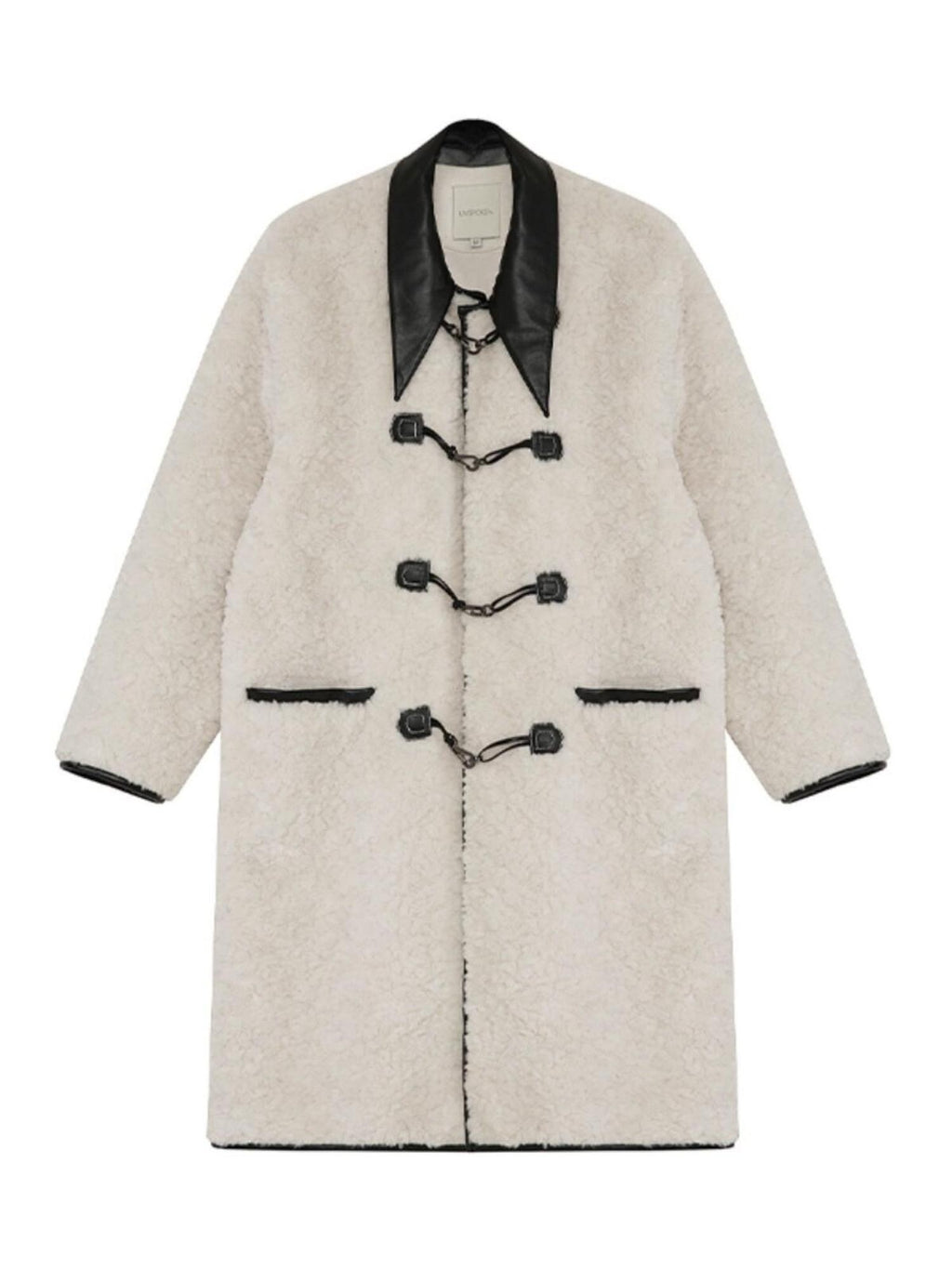 unspoken Thick Warm Minimalist Straight Fit Women Toggle Colorblock Mid Length Wool Coats
