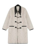 unspoken Thick Warm Minimalist Straight Fit Women Toggle Colorblock Mid Length Wool Coats