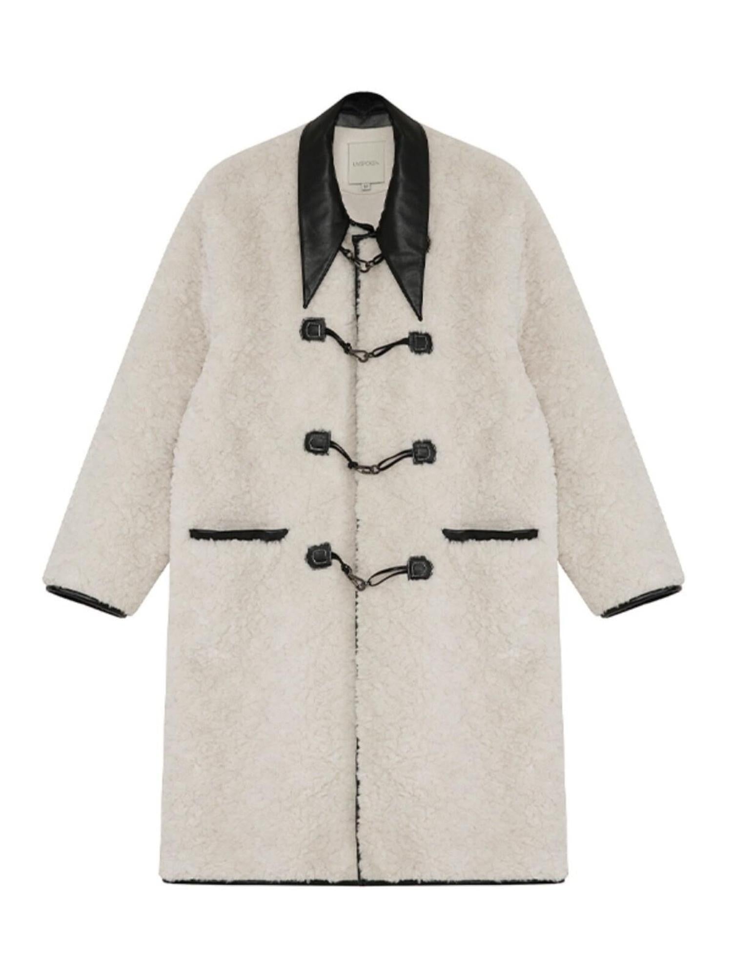 unspoken Thick Warm Minimalist Straight Fit Women Toggle Colorblock Mid Length Wool Coats