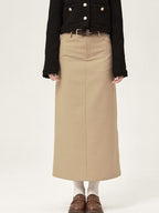 ikyou High Waist Embroidered A Line Back Slit Everyday Young Women Midi Skirts
