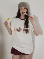 Lofi choose Breathable Loose Fit Commuter Crew Neck Text Print Short Sleeve T-Shirts