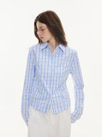 ikyou Uv Protection Embroidered Slim Collared Plaid Cardigan Girls Cotton Shirts