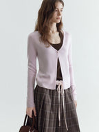 fano Soft Breathable Korean V-neck Slim Faux Layered Colorblock Cardigans