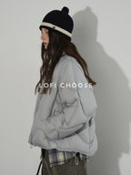 Lofi choose Ultra Warm 90 Percent White Duck Down Loose Commuter Wavy Zip Down Jackets