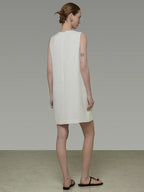 unspoken Minimal Sleeveless Natural Waist Structured Vest For Office Acetate Midi Dresses