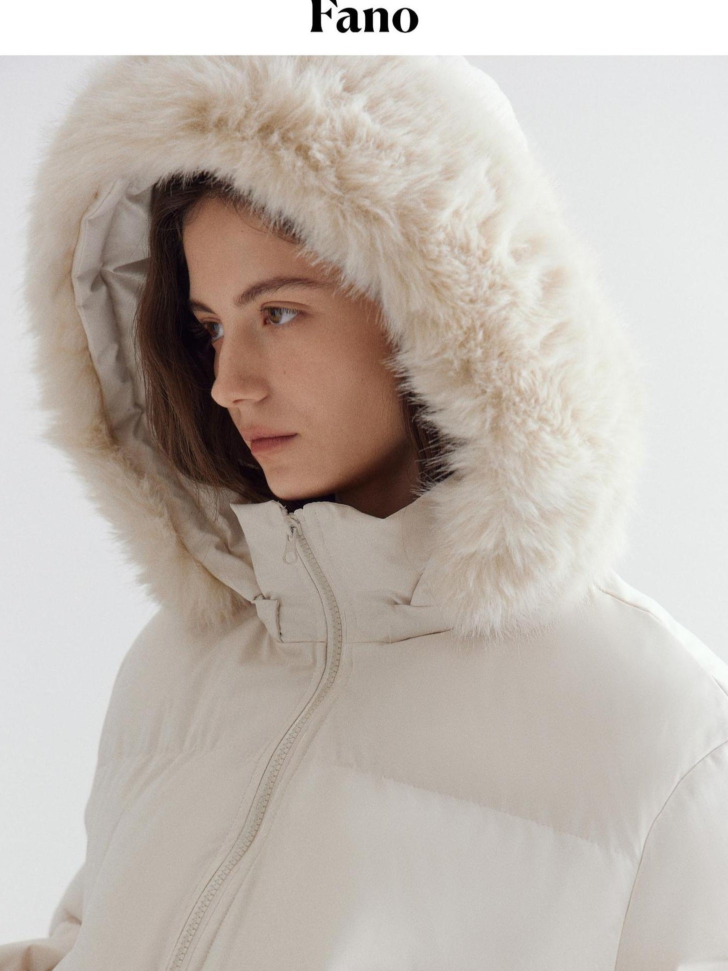 fano 90% White Duck Down Warm Hooded Korean Commuter High Waist Women Down Jackets