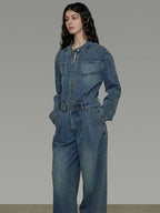 unspoken High Waisted Wide Leg Cotton Blend Office Commuter Blue Top & Pants Sets