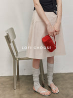 Lofi choose High Waist Flattering Wide A Line Loose Workwear Pink Full Circle Midi Skirts