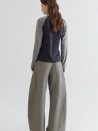 fano High Waist Cotton Pocket Loose Commuter Ladies Gray Green Wide Leg Pants
