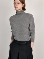 fano 100 Percent Wool High Neck Straight Minimalist Commuter Women Pullover Sweaters