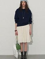Lofi choose High Waist Pleated A Line Office Ready Women Black Ivory Polyester Mini Skirts
