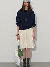 Lofi choose High Waist Pleated A Line Office Ready Women Black Ivory Polyester Mini Skirts