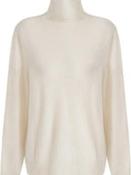fano 100 Percent Wool High Neck Straight Minimalist Commuter Women Pullover Sweaters