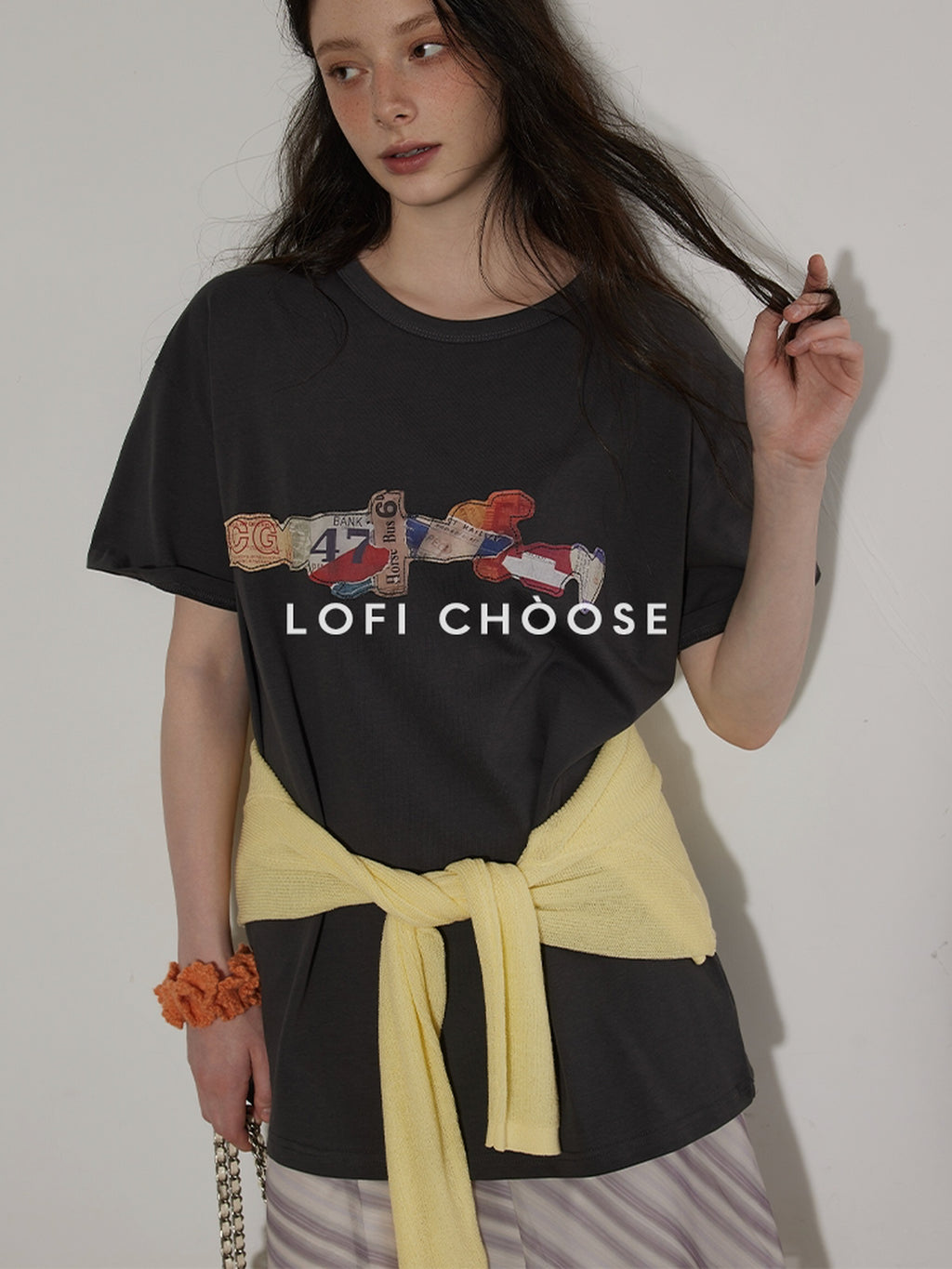 Lofi choose Breathable Loose Fit Commuter Crew Neck Text Print Short Sleeve T-Shirts