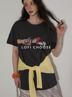 Lofi choose Breathable Loose Fit Commuter Crew Neck Text Print Short Sleeve T-Shirts
