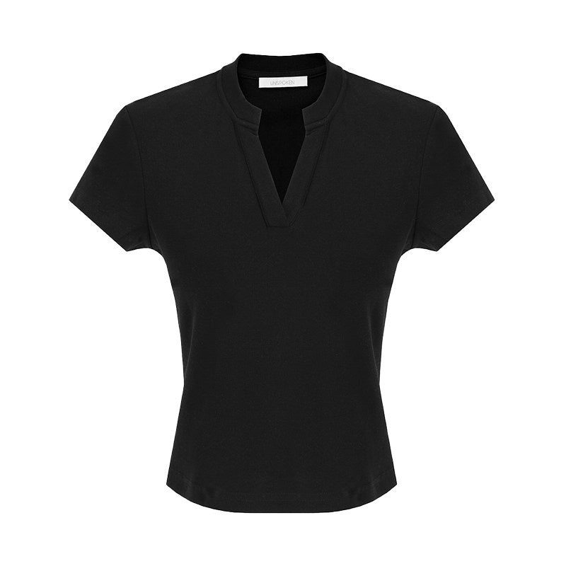 unspoken_Moisture_Wicking_Slim_V-neck_Cropped_Womens_Viscose_Blend_Short_Sleeve_T-Shirts_MISSTT