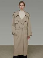 unspoken Online Exclusive Minimalist Loose Fit Midlength Light Khaki Women Trench Coats