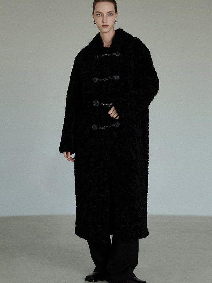 unspoken Thick Double Breasted Commuter Straight Fit Women Black Polyester Long Coats