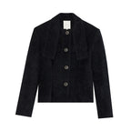 unspoken_Slimming_French_Slim_Fit_Waist_Cinch_Stand_Collar_Black_Nylon_Women_Short_Coat_MISSTT
