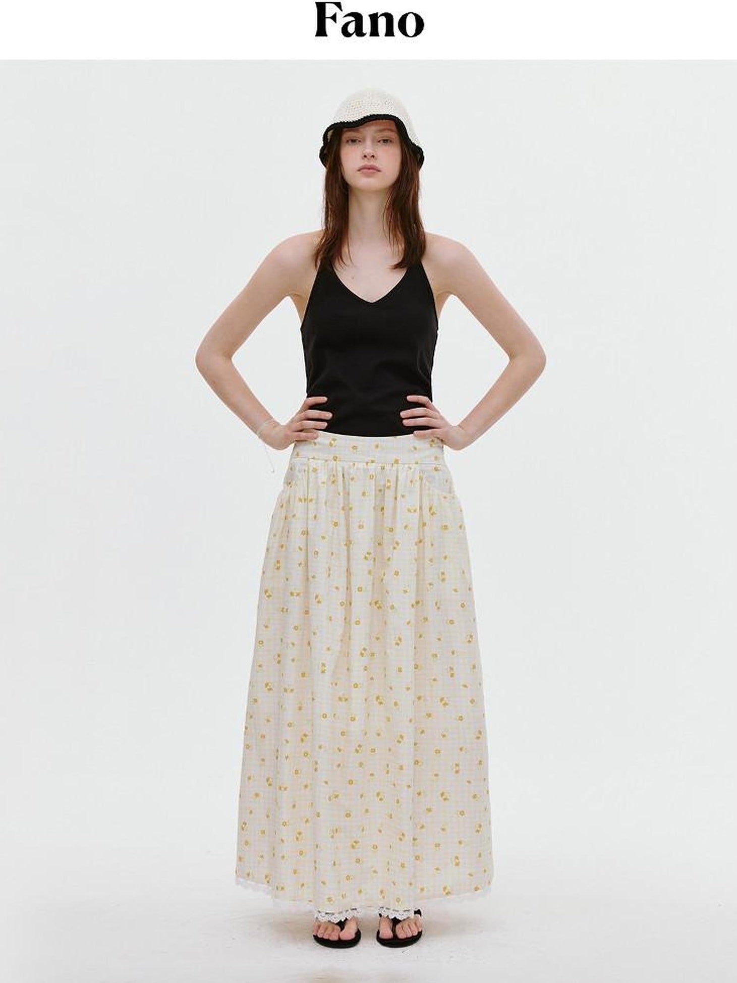 fano Lined 100% Cotton Soft Plaid A Line Mid Waist Loose Fit Korean Maxi Skirts