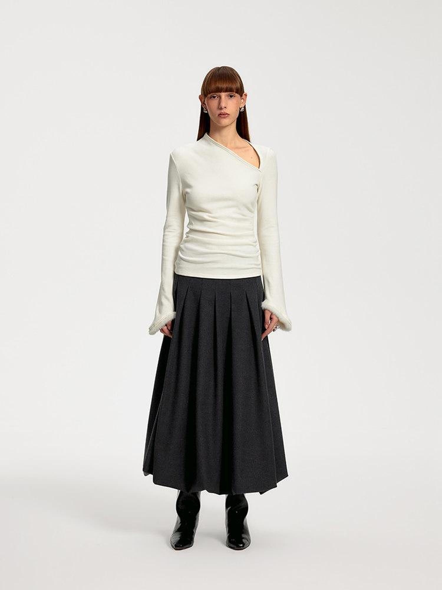 someone sometimes Elegant Office Pullover Regular Women Solid Cream Charcoal Knitwear Sweaters