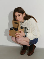 Lofi choose Cozy Letter Print Loose Drop Shoulder Commuter Women Long Sleeve Sweatshirt