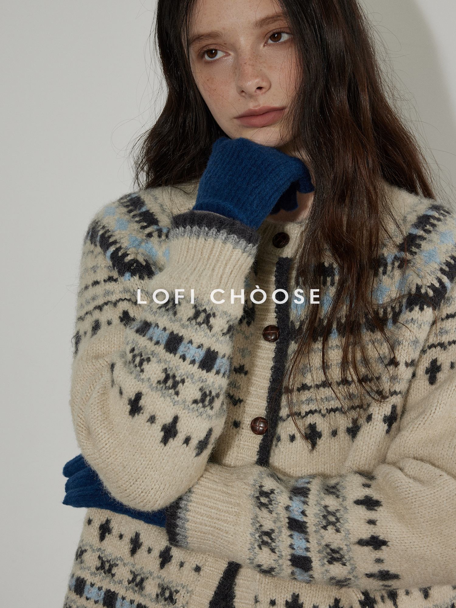 Lofi choose Soft Stretch Button Front Slouchy Loose Fit Round Neck Women Beige Cardigans