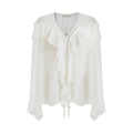 unspoken Lightweight V-neck Loose Minimalist Office Women Polyester Long Sleeve Blouses