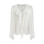 unspoken Lightweight V-neck Loose Minimalist Office Women Polyester Long Sleeve Blouses