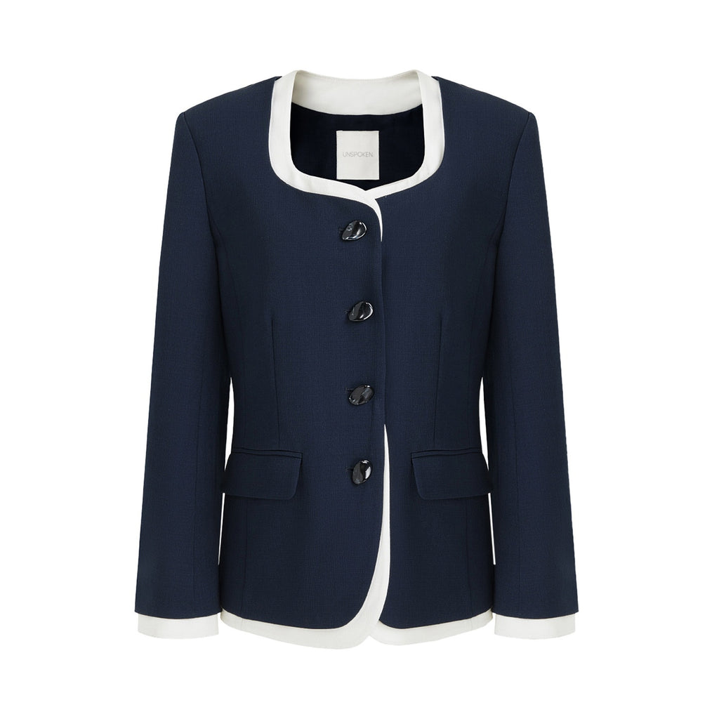unspoken_Durable_Shape_Loose_Office_Button_Flap_Pocket_Women_Navy_Cropped_Jackets_MISSTT