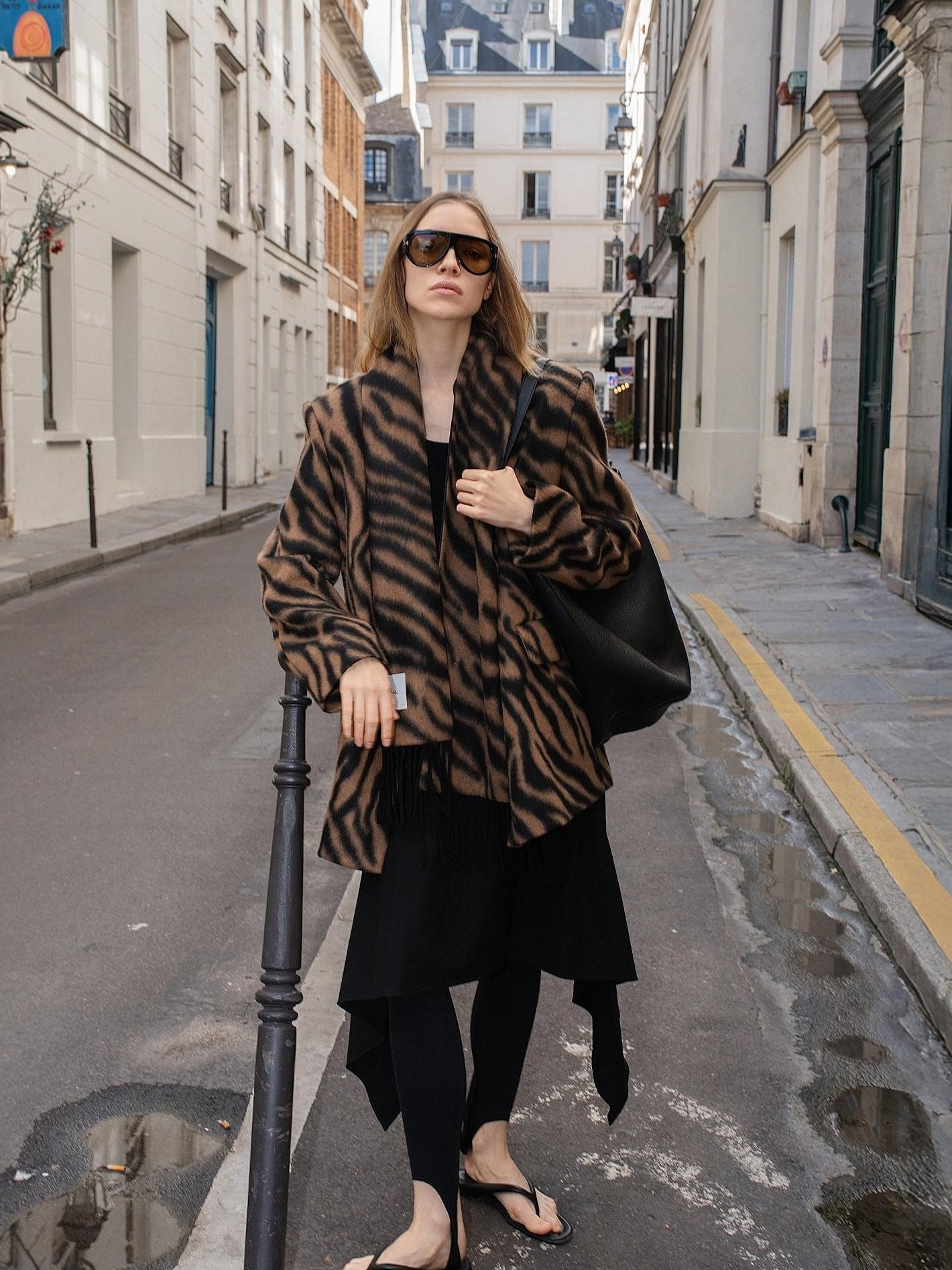 audreyyang Wool Blend Fringe Relaxed Double Breasted Women Zebra Print Blazers
