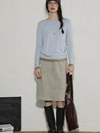 Lofi choose Soft Oversized Loose Fit Round Neck Women Blue Brown Long Sleeve T-Shirts