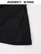 audreyyang Slim Waist Fitted Crew Neck Polyester Women Black Gray Long Sleeve Crop Tops