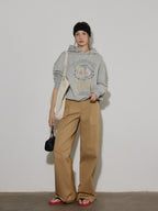 Lofi choose Soft Cotton Blend Oversized Commuter Style Casual Pullover Grey Hoodie