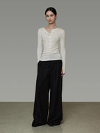 unspoken Breathable Skin Friendly Slim Fit Button Half Collar Women Knit Cardigans