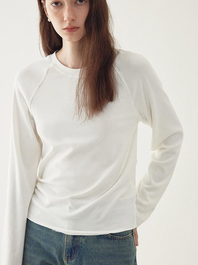 fano Soft Faux Cashmere Relaxed Fit Office Women Solid Long Sleeve T-Shirts