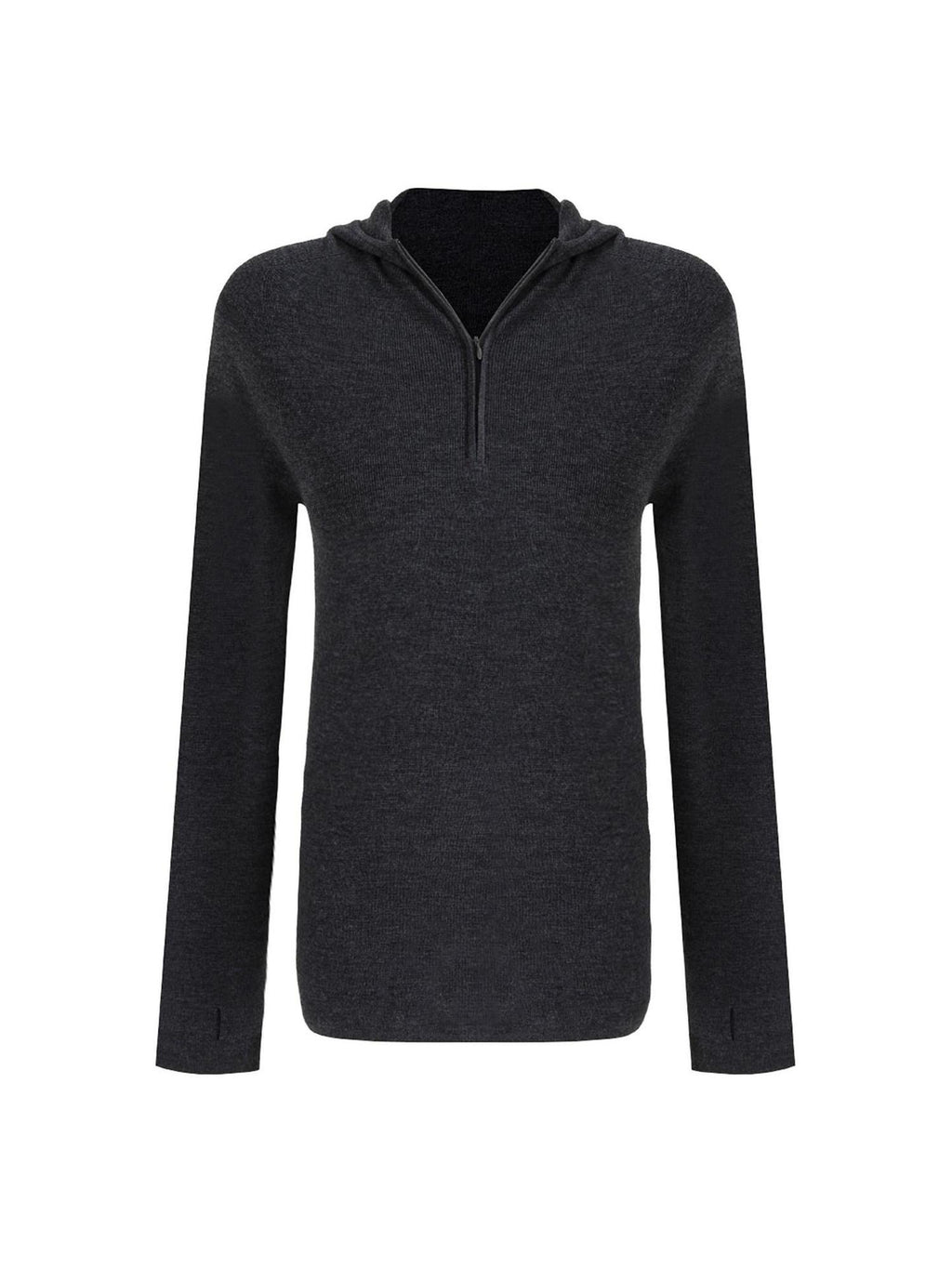 unspoken Pure Wool Soft V-neck Hooded Slim Fit Commuter Women Knit Sweaters