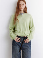 fano Soft Wool Cashmere Blend Relaxed Fit Crew Neck Women Knit Pullover Sweaters