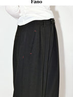 fano Elegant Office Mid Rise Straight Silhouette For Women Black Wide Leg Pants
