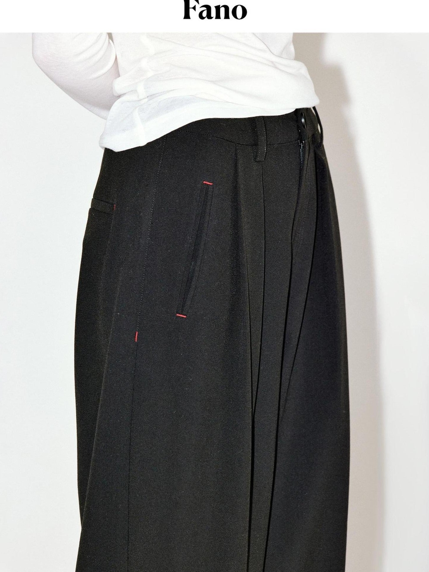 fano Elegant Office Mid Rise Straight Silhouette For Women Black Wide Leg Pants
