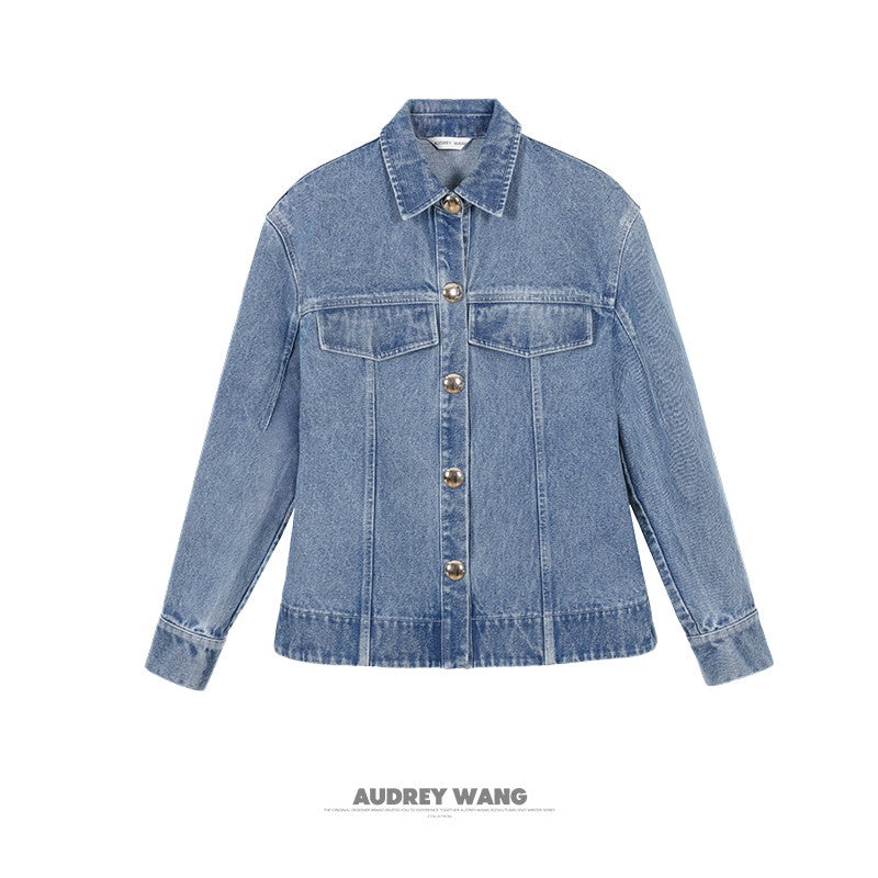 audreyyang_100%_Cotton_Vintage_Loose_Fit_Button_Long_Sleeve_Denim_Women_Top_&_Pants_Sets_MISSTT