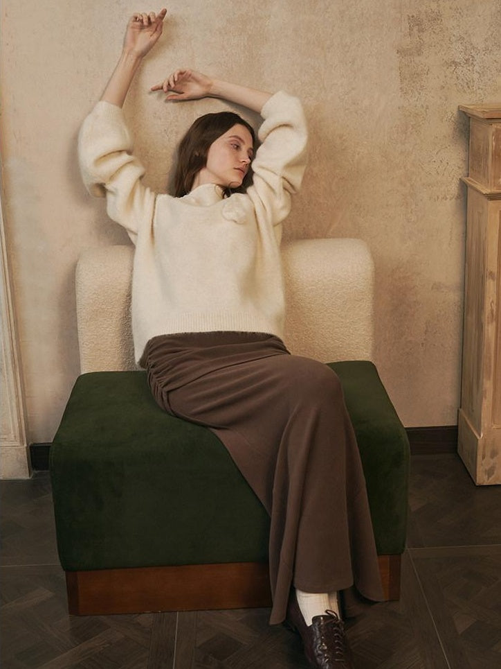 someonesometimes Flattering Mermaid Slim Fit Mid Rise Mocha Brown Knit Viscose Women Maxi Skirts