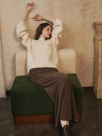 someonesometimes Flattering Mermaid Slim Fit Mid Rise Mocha Brown Knit Viscose Women Maxi Skirts