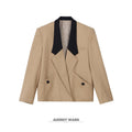 audreyyang_Khaki_Contrast_Lapel_Blazer_Slit_Loose_Fit_Long_Sleeve_Women_Top_&_Skirt_Sets_MISSTT