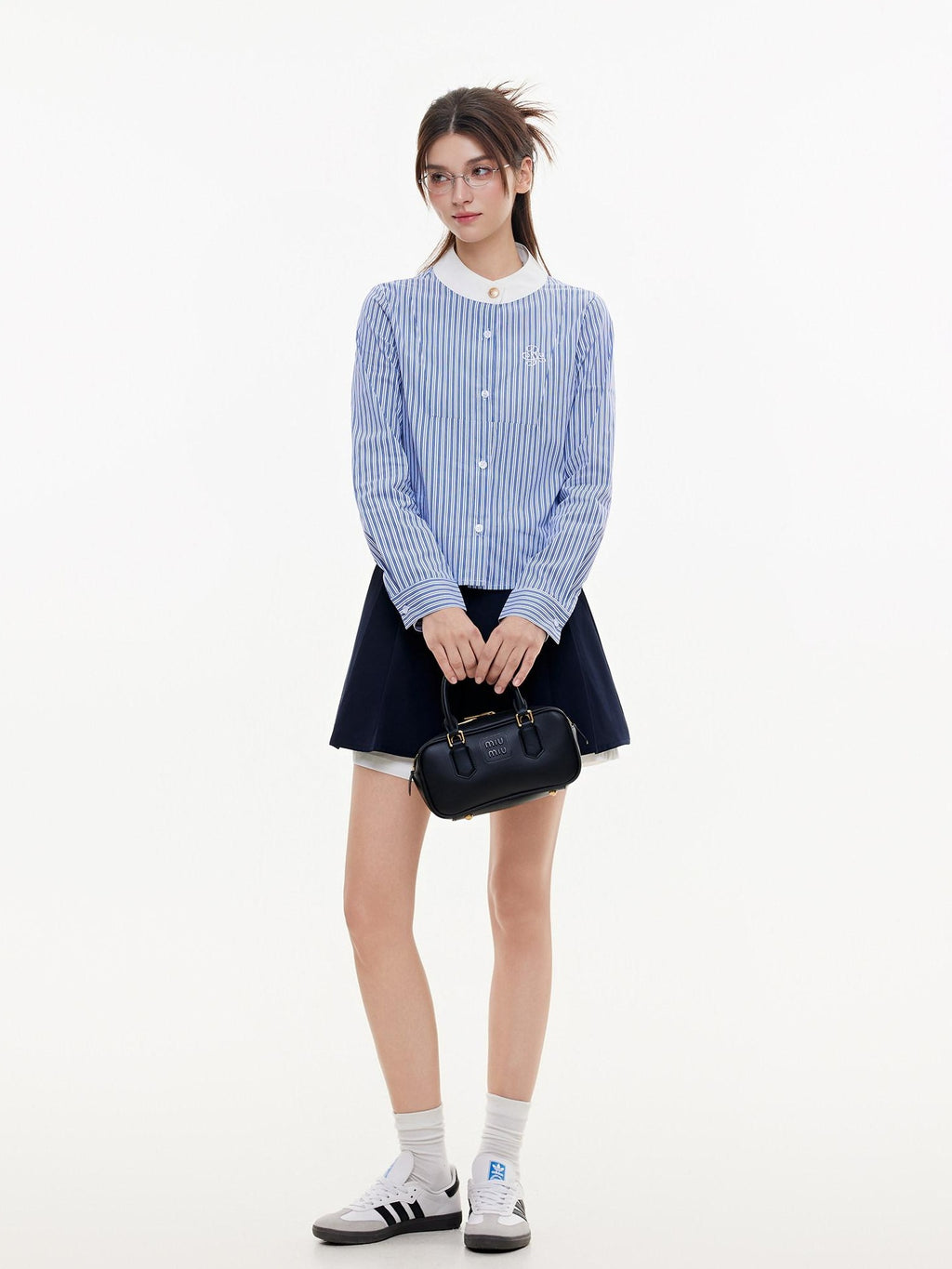 ikyou Shape Retention Patchwork A Line Lined Side Zip Casual Women Mini Skirts