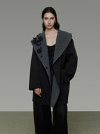 unspoken Warm Thick Minimal Commuter Loose Fit Lapel Women Sheep Wool Blend Wool Coats